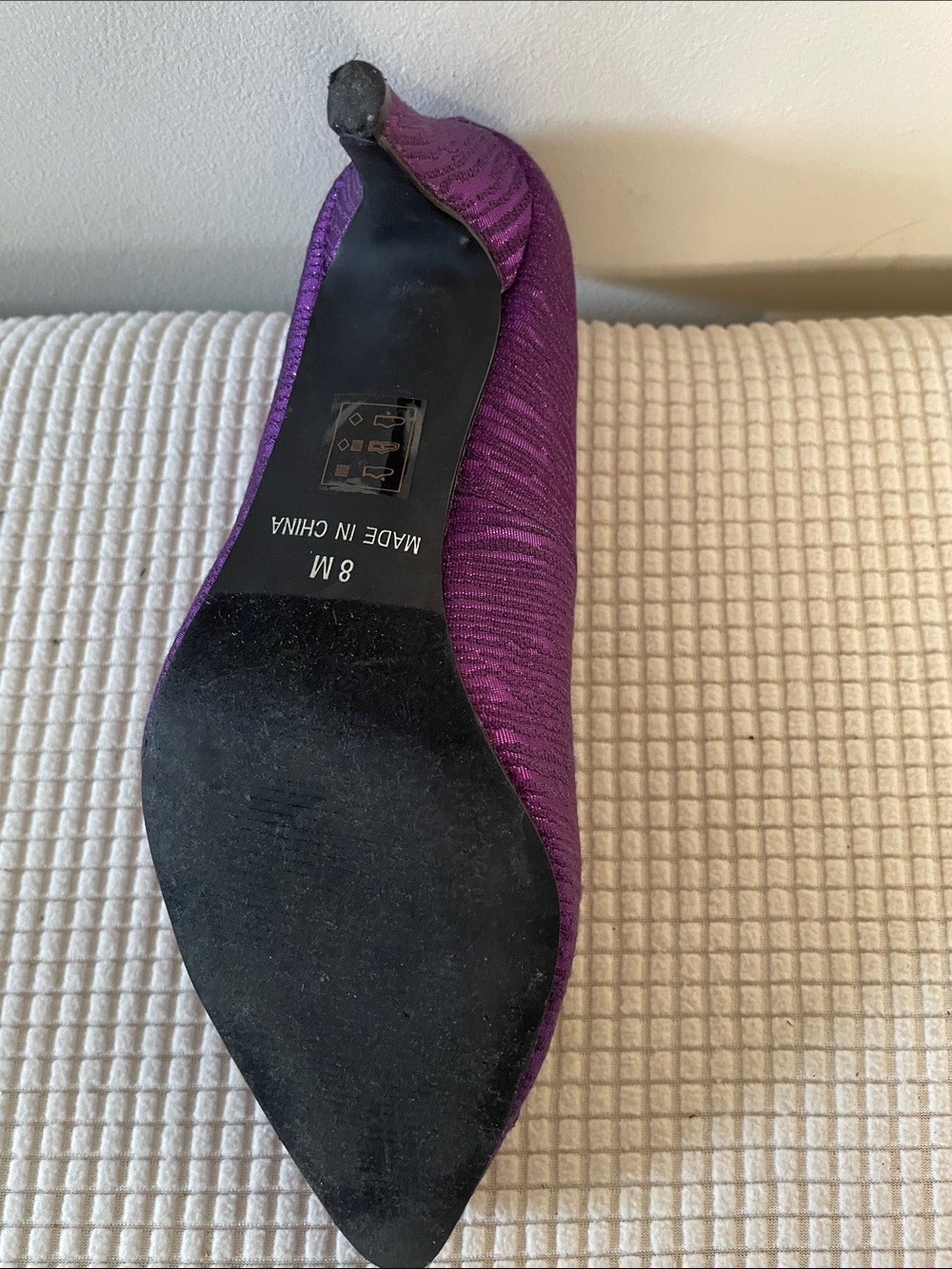 Midnight Velvet Purple Pointed Toe Pumps with Crystal Accents Size 8 Evening - Picture 4 of 5